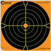 Caldwell's Orange Peel Targets feature dual color flake technology for instant hit visibility, easy scope acquisition, and an adhesive back for versatile use.